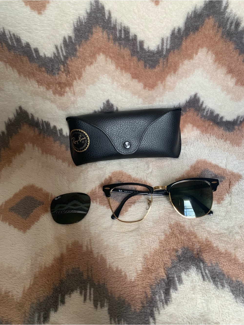 RayBan RB3016 Clubmaster W0365 Mens Sunglasses 51□21-145 Made in Italy